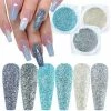 ISO Products Glitter Poeder Nail Art Set - 6 Stuks - Blauw / Zilver / Turquoise/ Glinster - Nagel Decoratie Strass