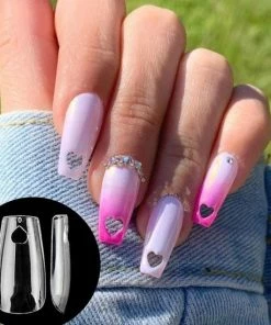 Knapzeker Gel Soft Flex Nepnagels Met Lijm Brush On Glue Squared Tapered - Plaknagels Kniped Hearts Long Coffin Shape Nagels Press On Nails 100% Soak-off - Nageltips Full Cover 240 Stuks Transparant / Clear Tips Van Hoge Kwaliteit + Nagelvijl+ Nagellijm -Chanel Shop 550x550 618