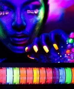 DW4Trading Glow In The Dark Oogschaduw Poeder - Neon Effect - 12 Kleuren - 6 Dubbele Brushes -Chanel Shop 550x550 699