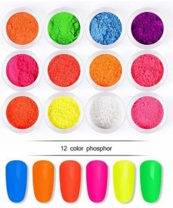 DW4Trading Glow In The Dark Oogschaduw Poeder - Neon Effect - 12 Kleuren - 6 Dubbele Brushes -Chanel Shop 550x550 701