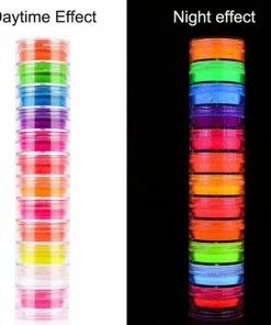DW4Trading Glow In The Dark Oogschaduw Poeder - Neon Effect - 12 Kleuren - 6 Dubbele Brushes -Chanel Shop 550x550 702