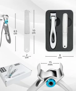 AdroitGoods Nagelknipper Set - Nageltang - Nagelschaar - Kalknagels - Teennagel - Pedicure - Incl. Nagelvijl - Grijs -Chanel Shop 550x550 78