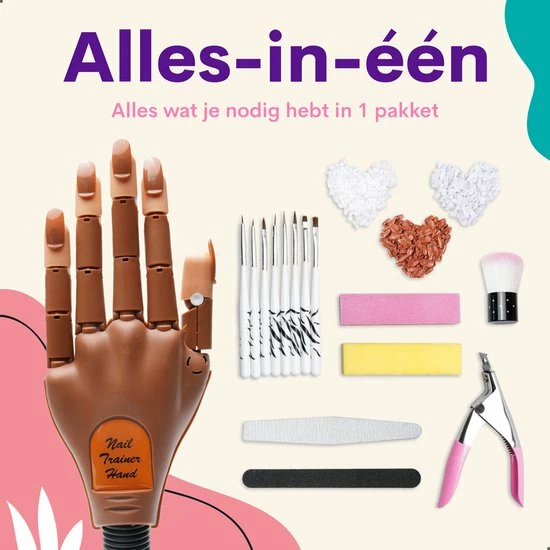 HOOFF Oefenhand Voor Nagels - Nailtrainer - Nagel Oefenhand - Compleet Acryl Nagels Starterpakket 10 HOOFF Oefenhand Voor Nagels - Nailtrainer - Nagel Oefenhand - Compleet Acryl Nagels Starterpakket - Afbeelding 8