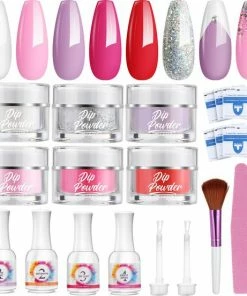 Lucky Fine Luckyfine Acryl Poeder Set - Dipping Powder - Nagel Poeder - 6 Kleuren - 10ml - Met Basisgel - Excl.Nepnagels