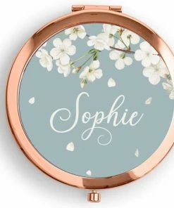 Merkloos Blossom Roségoud Make-up Spiegel | Compacte Zakspiegel Met Gepersonaliseerde Naam | Make Up Spiegel - Zakspiegel - Tas Spiegel - Hand Spiegel - Mini Spiegel - Kleine Spiegel