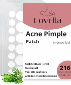Lovella Pimple Patch 216 Stuks, Acne Patch, Acne Pleister, Pimple Patches, Puisten Verwijderaar, Puisten Pleister, Hydrocolloïd