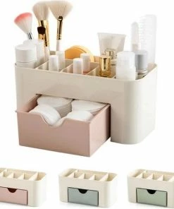 Borvat® | Make-up Cosmetica Orginazer Opbergdoos 6 Sorteervakken Inclusief Lade 21 X 11 X 9.5 Cm Crème