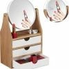 Relaxdays Make Up Organizer Met Spiegel - 3 Lades - Sieraden Opbergen - Make Up Spiegel