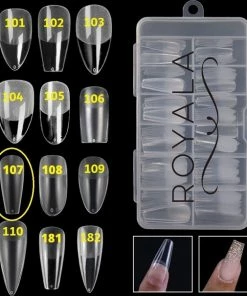 Royala 107 - Ballerina Coffin Binnen En Buiten Full Frosted - Full Cover - Nageltips - Nepnagels - Plaknagels - In Assortimentsbox - 120 Stuks 12 Maten - Voor Gellak Acrylnagellak En PolyGel Nagels - Royala Frosted Tips Line -Chanel Shop 550x605 2