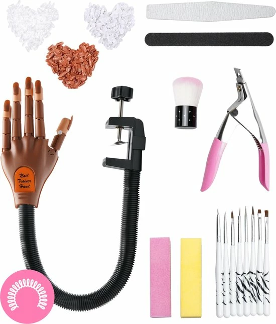 HOOFF Oefenhand Voor Nagels - Nailtrainer - Nagel Oefenhand - Compleet Acryl Nagels Starterpakket 3 HOOFF Oefenhand Voor Nagels - Nailtrainer - Nagel Oefenhand - Compleet Acryl Nagels Starterpakket