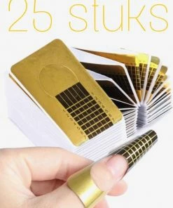 Merkloos Nagel Sjablonen - Nail Forms - Acryl Sjabloon - Nail Art - Beauty & Make-up - French Manicure - Goud | 25 Stuks