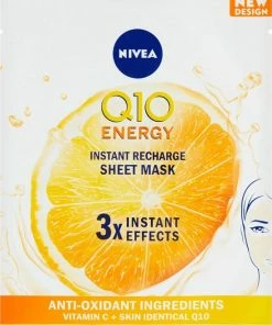 Nivea Tissue Mask Q10 Energy - 3 Effecten: Voedend, Antirimpel En Tegen Vermoeide Huid - Vitamine C + Q10 - New Design
