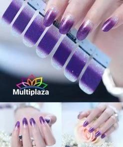 Nail Wraps "Multiplaza" Paars/Wit/Zilver - Nagel Patch - Nagellakstickers - Nagel Strips - Siernaden - Nagel Stickers