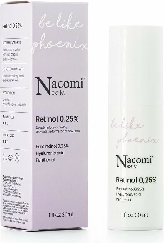 Nacomi Be Like Phoenix Retinol Serum 0,25% 30ml. 3 Nacomi Be Like Phoenix Retinol Serum 0,25% 30ml.